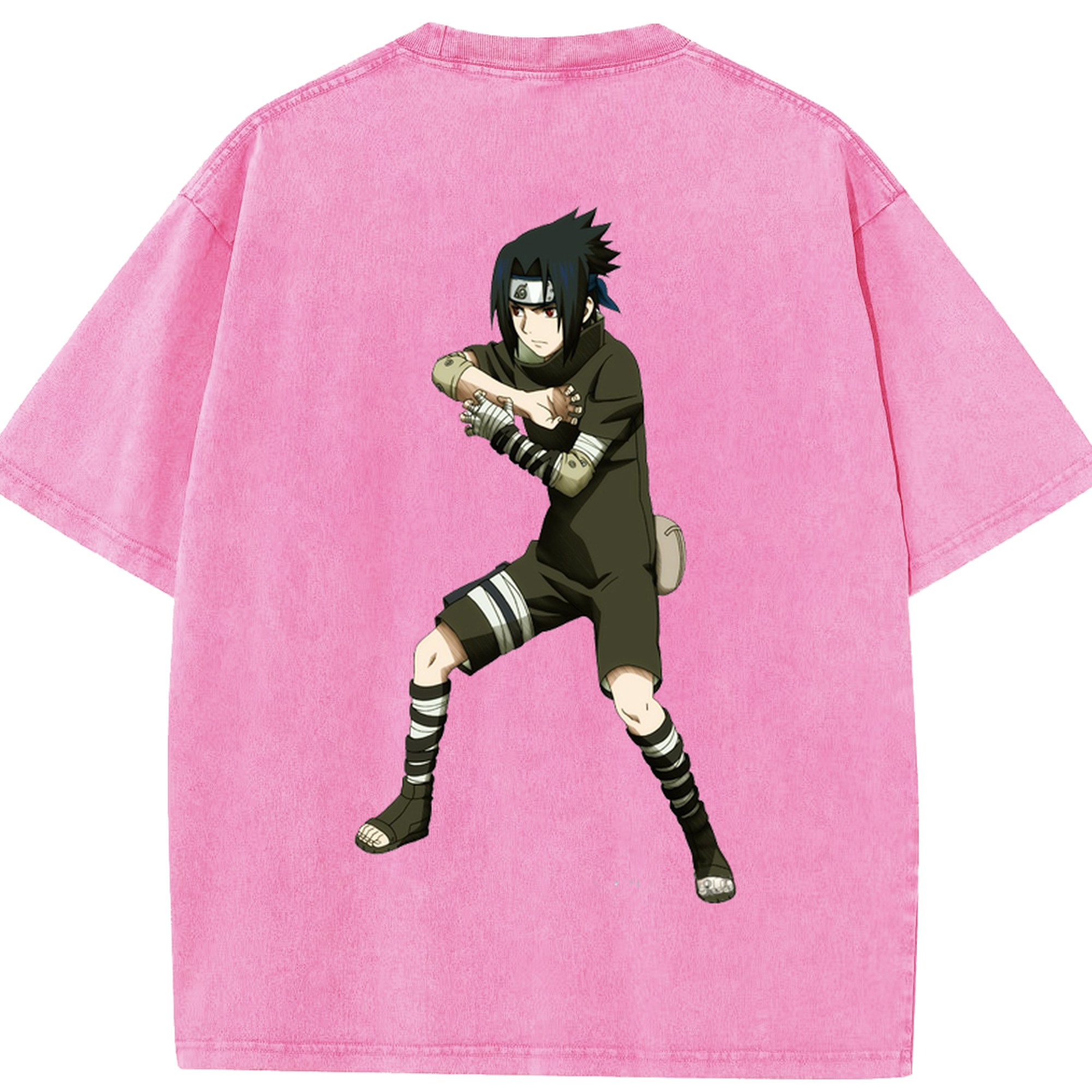 （画像用） NARUTO -ナルト- うちは サスケ Uchiha Sasuke 綿100% ヴィンテージ風 半袖Tシャツ（背面プリント）